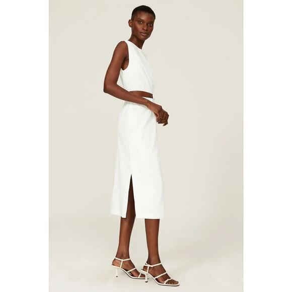 Love, Whit by Whitney Port Dress Cut Out Sheath Sleeveless Midi White Large - Picture 4 of 14